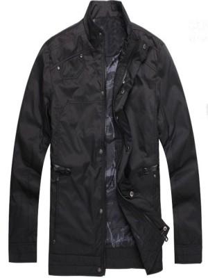 Man coat black color zip and fastener - Click Image to Close